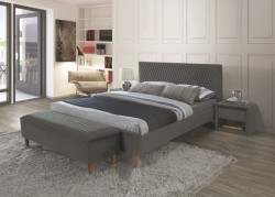 Кровать SIGNAL AZURRO VELVET серый/дуб, 160х200 NEW 2