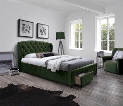 Кровать HALMAR SABRINA темно-зеленый, 171х218х111 ткань