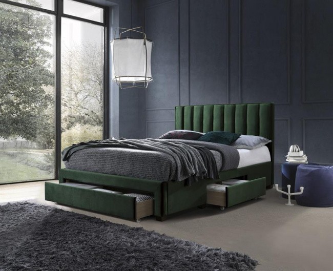 Кровать Halmar Grace 160х200 темно-зеленый ткань