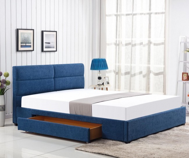 Кровать HALMAR MERIDA синий, 160х200 ткань