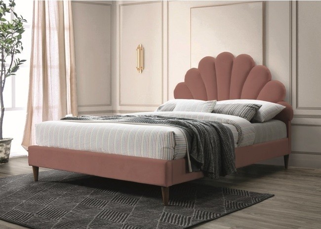 Кровать SIGNAL SANTANA VELVET античный розовый/дуб, 160х200 NEW 2