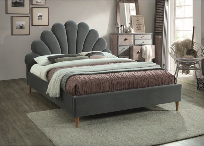 Кровать SIGNAL SANTANA VELVET серый/дуб, 160х200 NEW 2